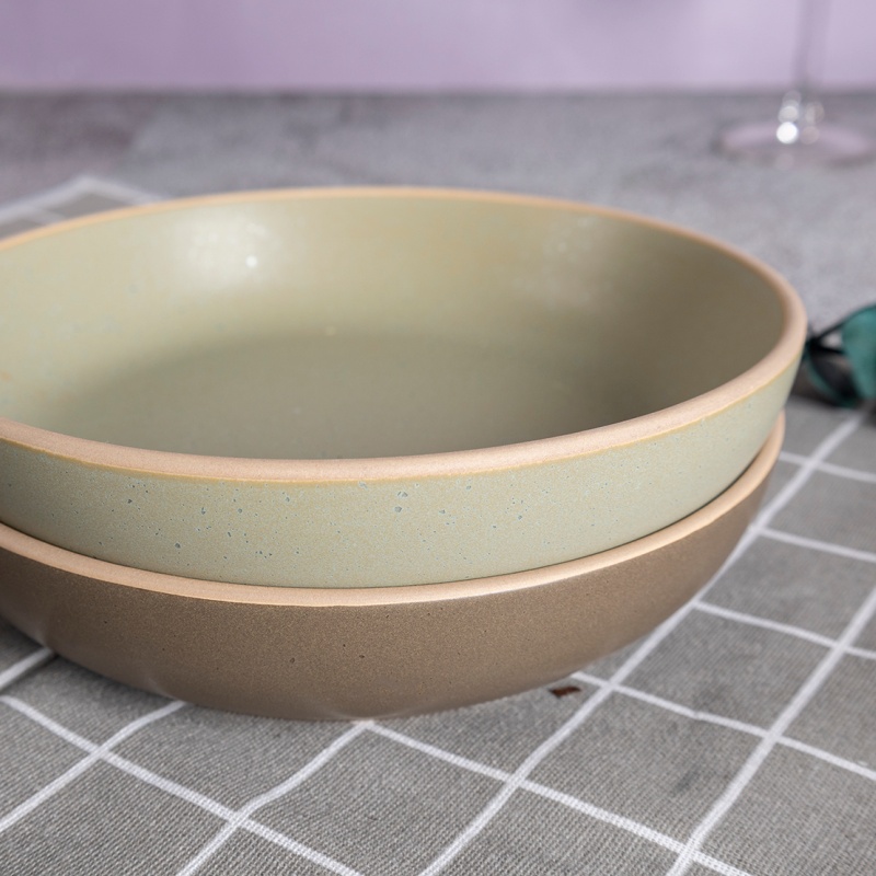 Happy Go 20cm(630ml) Soup Plate Color Glaze With Speckle And Natural Rim