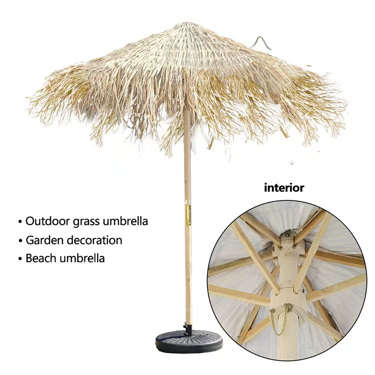 2.2m tiki hawaii straw umbrella