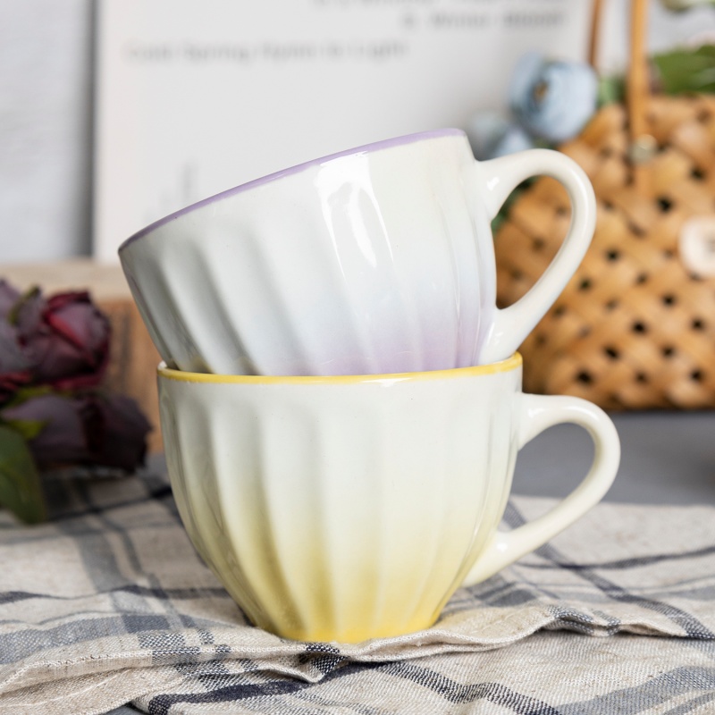 8OZ Gradient Glaze Embossed Mug – Nordic Style