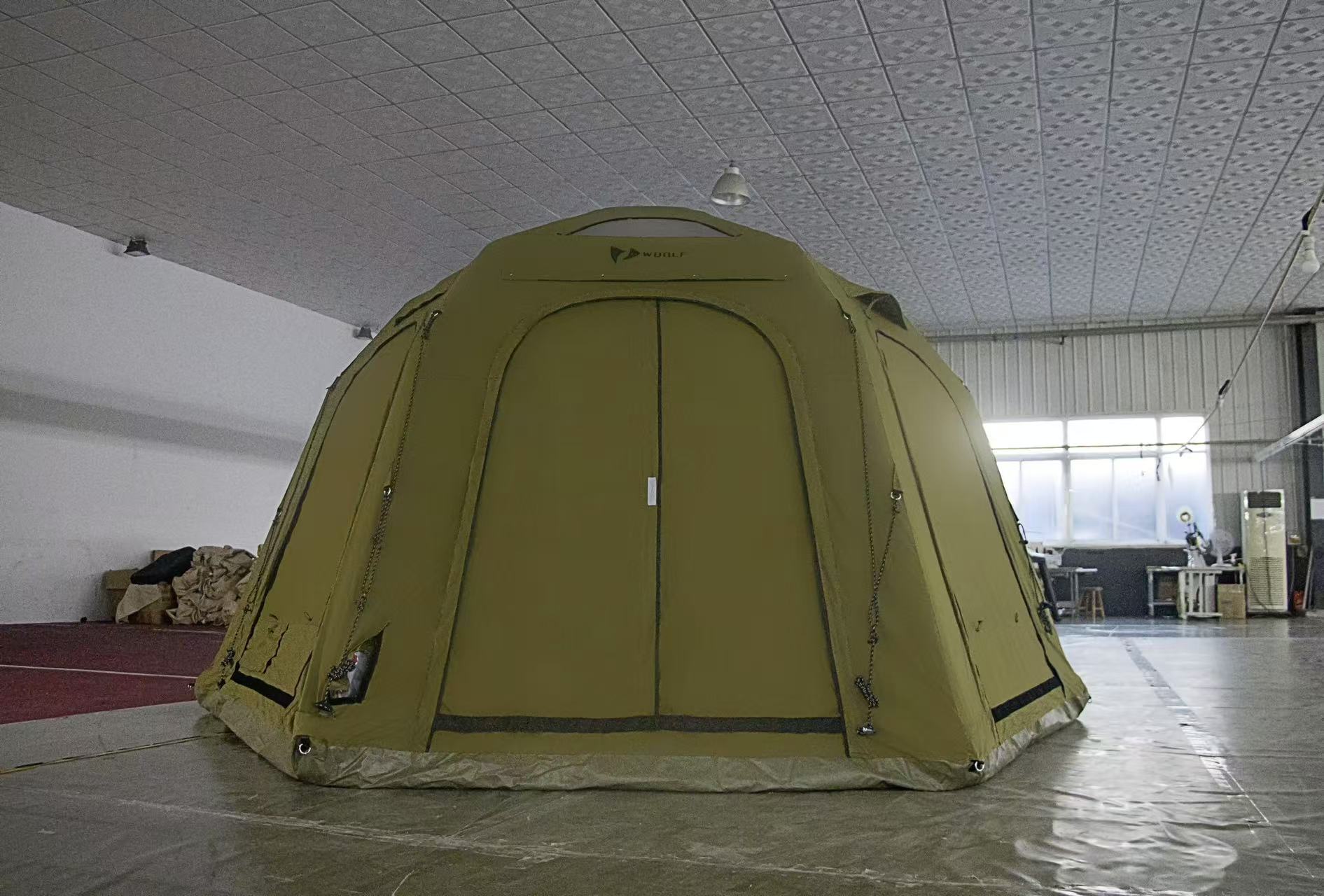 12 square meters green hexagonal spherical cotton cloth inflatable tent