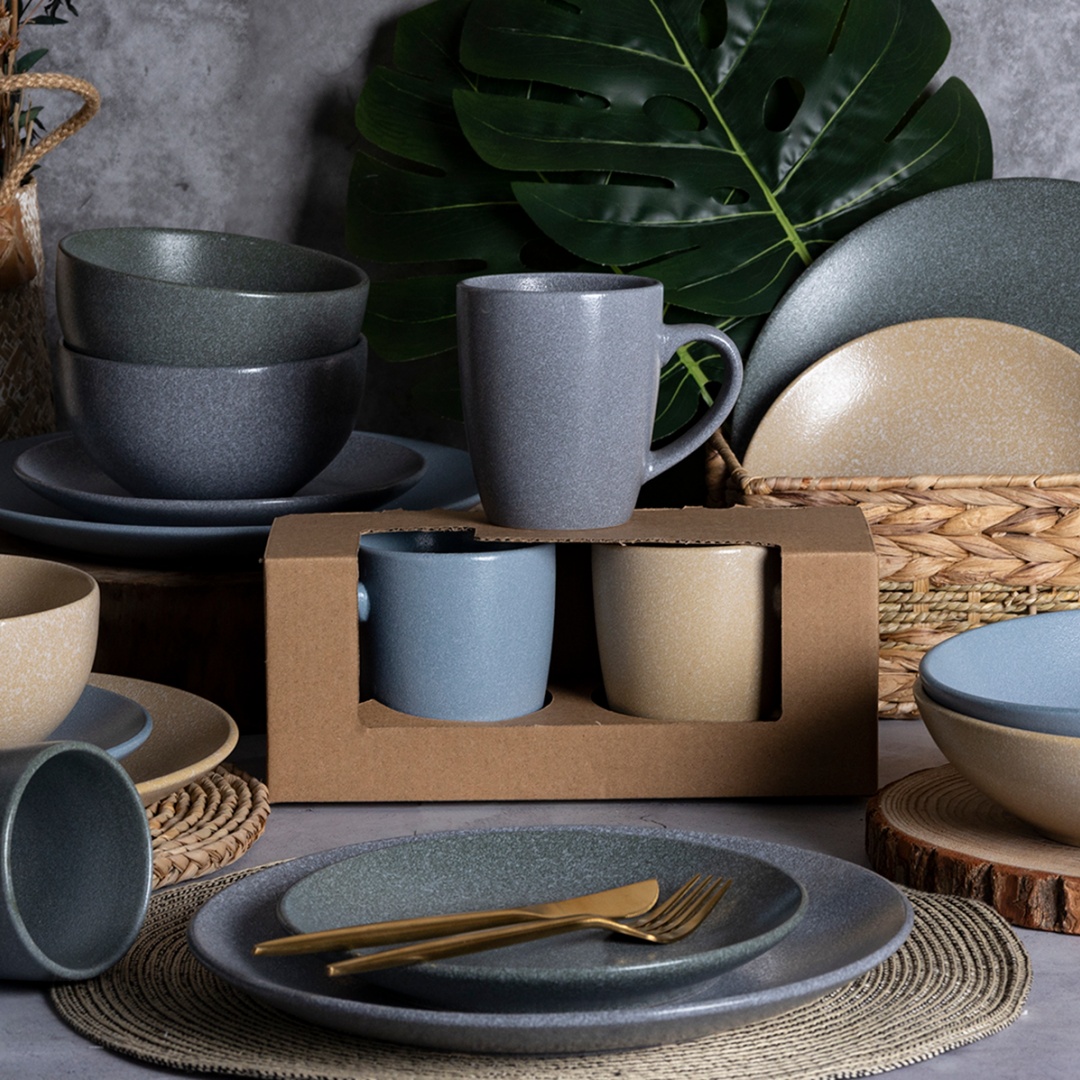 MATTE REACTIVE GLAZE Bohemia SET18 DINNER SET stoneware home wholesale supermarket