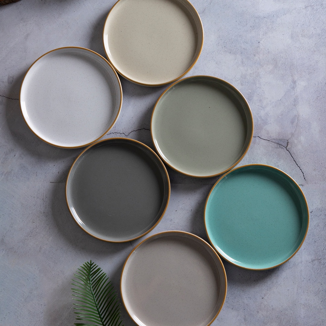 Ceramic dinner plate glaze reactive rim stoneware home wholesale supermarket