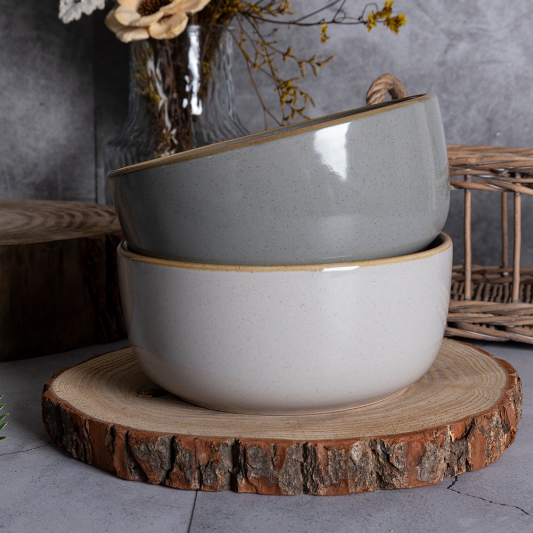 Ceramic bowl GLAZE REACTIVE RIM stoneware home wholesale supermarket