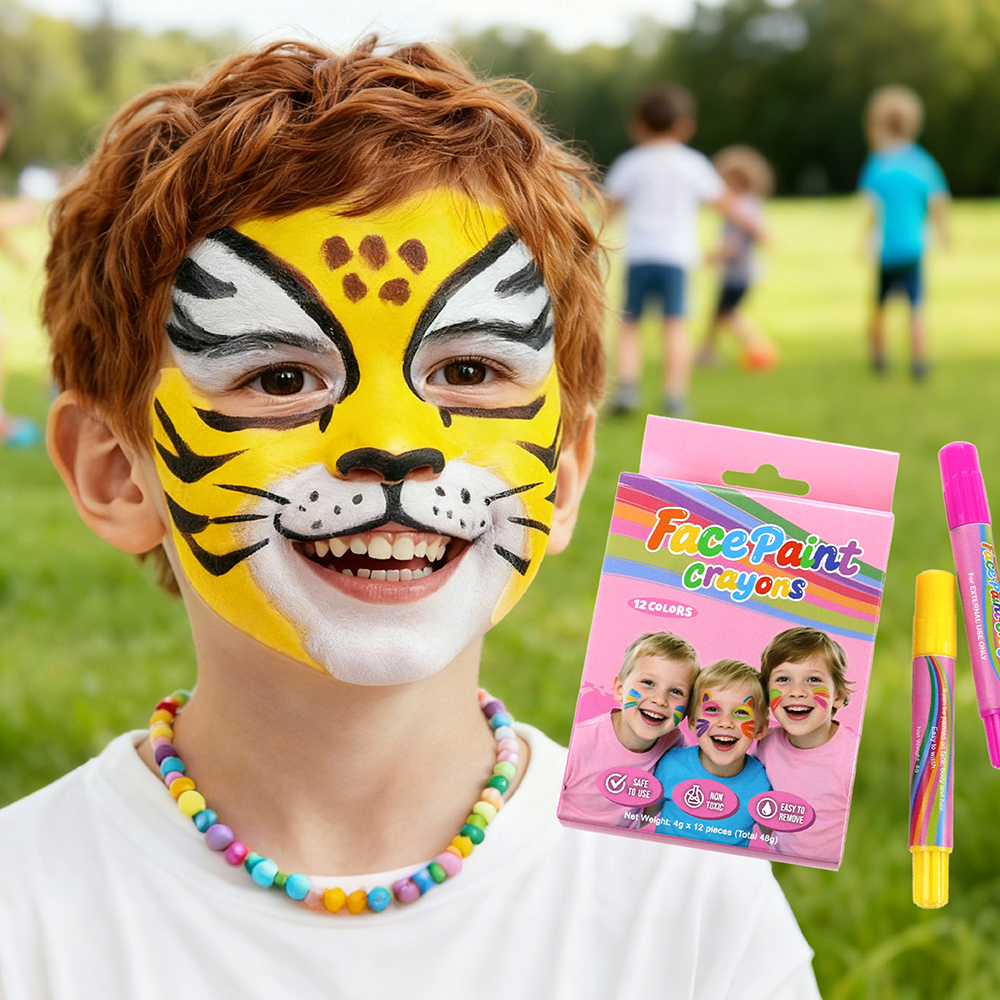 12 colors Washable oil based twist face body paint stick crayon kit for kids