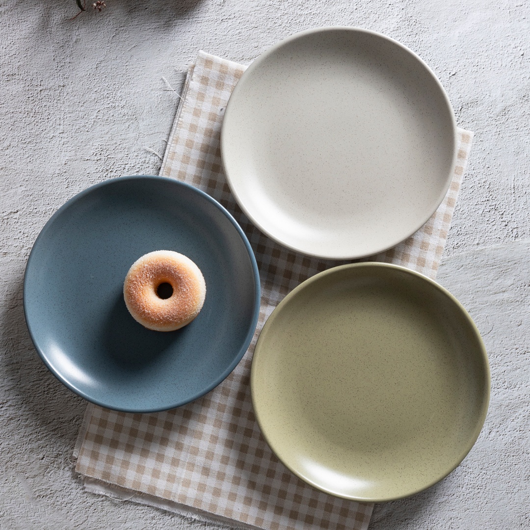 Ceramic dinner plate matte glaze with hidh rim stoneware home wholesale supermarket