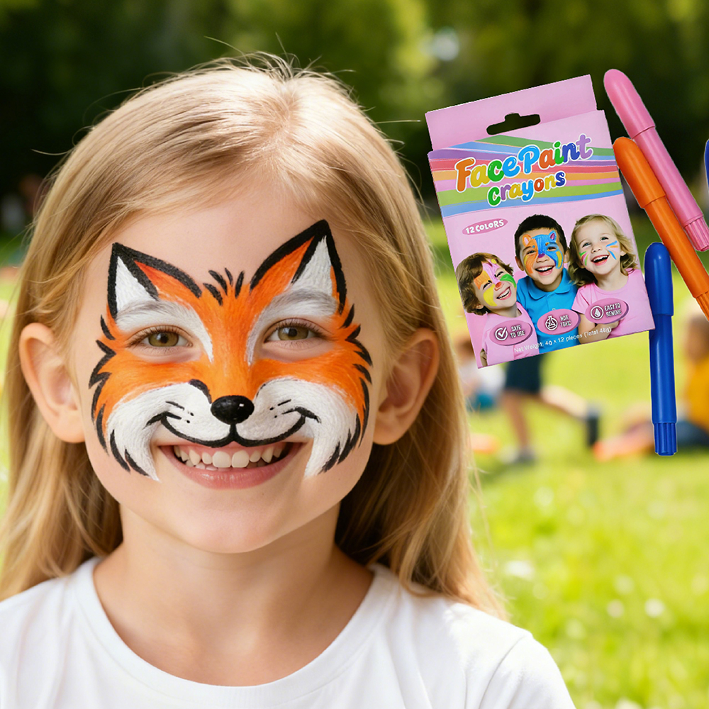 12 colors Washable oil based twist face body paint stick crayon kit for kids
