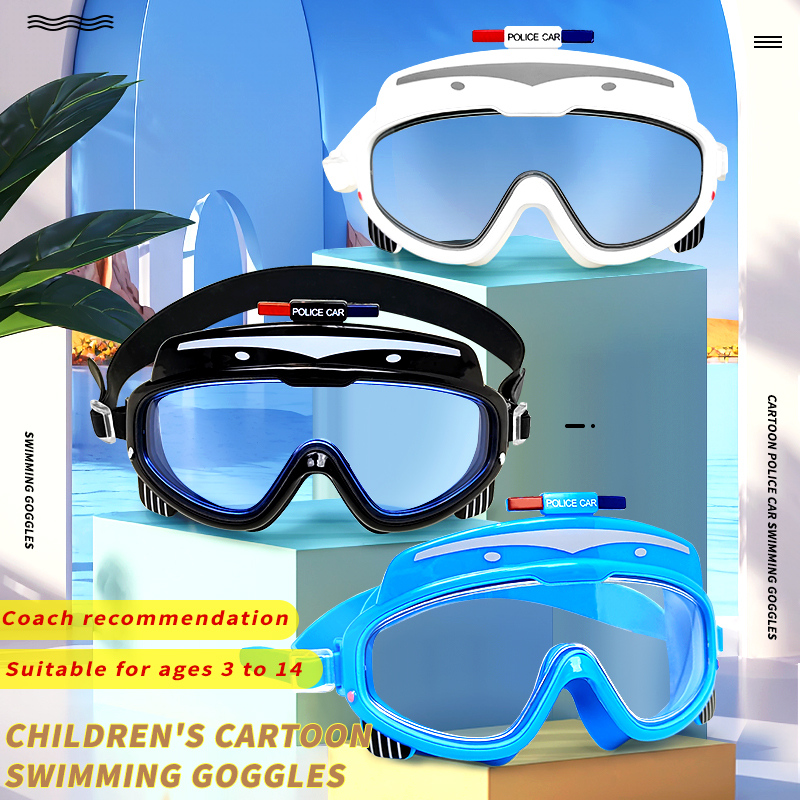 Cute Kids Swim Goggles for Boys Girls, Fun Cartoon Pattern, Comfortable Silicone Seal