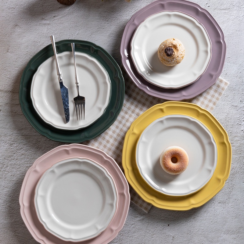 11cm (9oz) White Porcelain Bowl with Flora Embossed Design & Colored Glaze, Elegant Tableware
