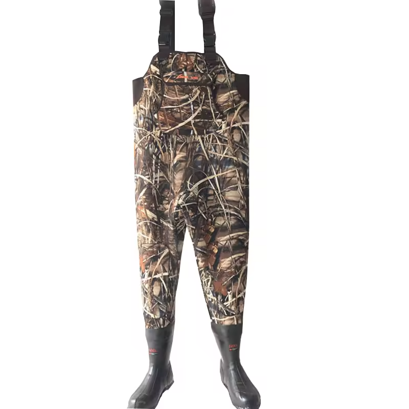 Neoprene Duck Hunting Wader Respirable Bota Plus Size Chest Waders With 1600G Insulated Rubber Boots