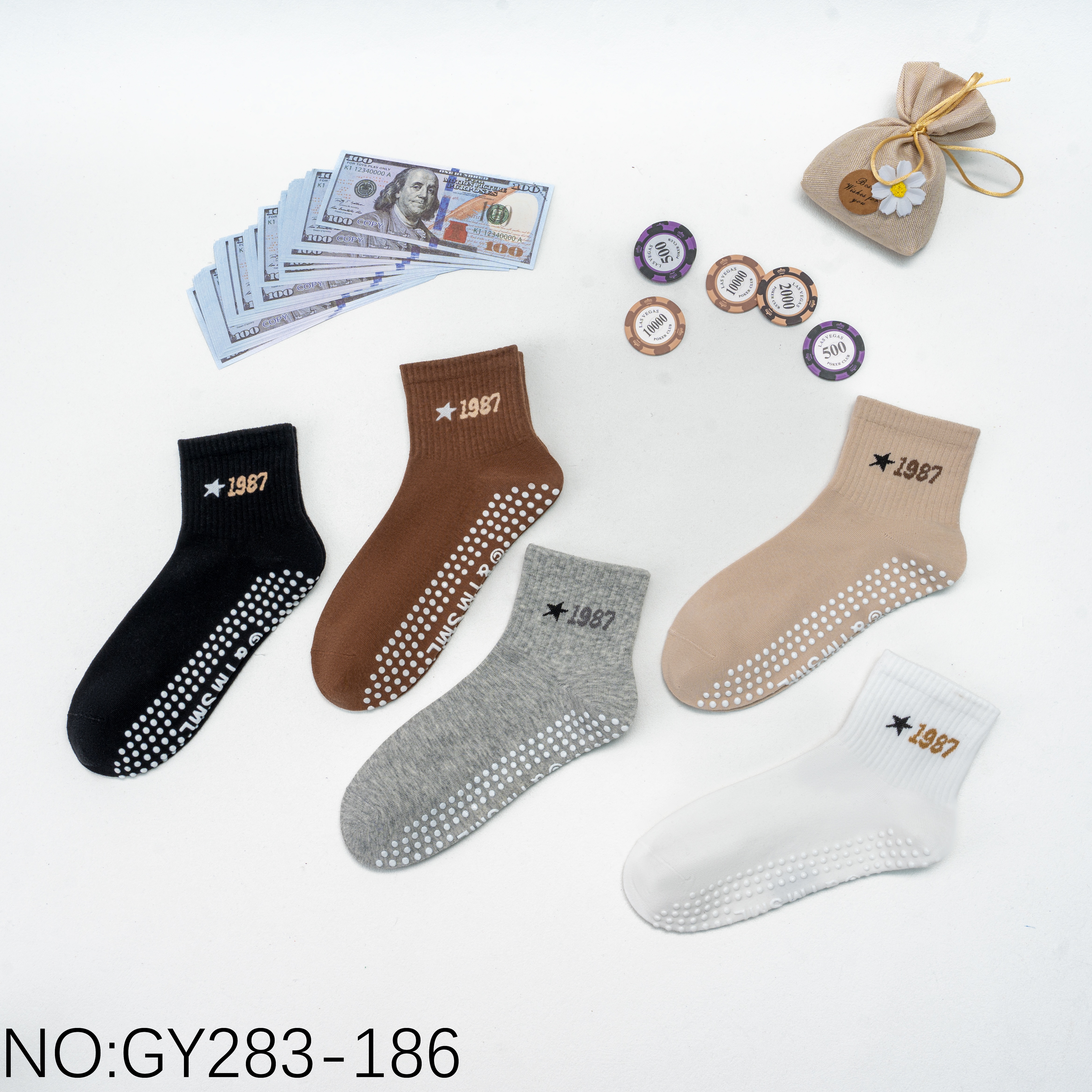 Socks with glue dots on the soles