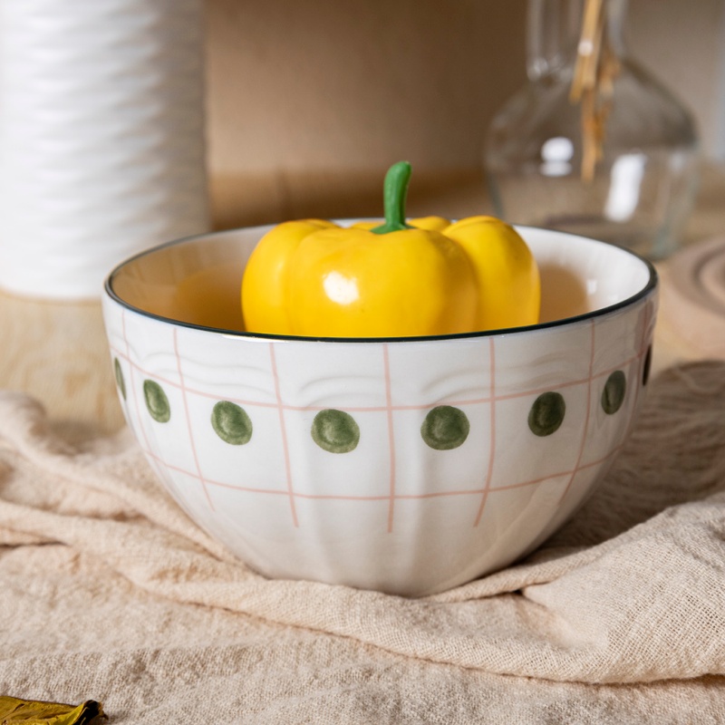 13.8cm (610ml) & 11cm (9oz) White Porcelain Bowls with Flora Embossed Design & Vegetable Decal Set