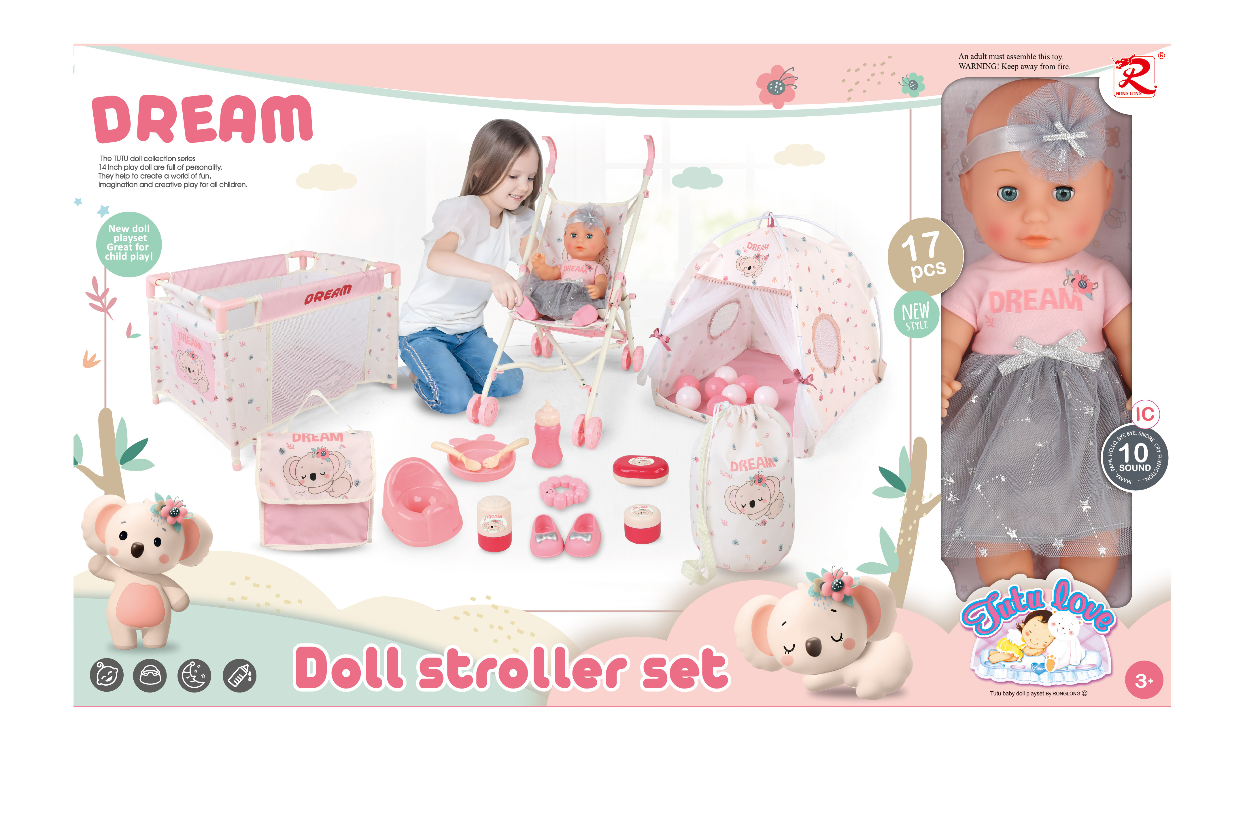 Rong Long Trolley With Doll Playset