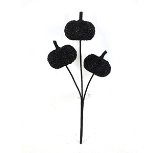 Halloween Black Glitter Pumpkin Decorative Pick