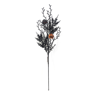 Halloween Black Branch with Pumpkin Decorative Stem