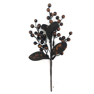 Halloween Black and Brown Berry Decorative Pick
