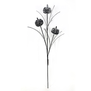Halloween Glitter Black Pumpkin Decorative Stem