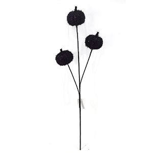 Halloween Black Pom - Pom Decorative Stem