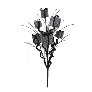 Halloween Silver Glitter Gift Box Decorative Stem