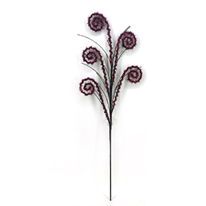 Halloween Purple and Black Curly Flower Decorative Stem
