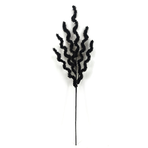 Halloween Black Curly Flocked Decorative Stem