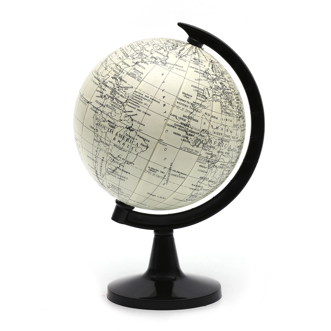 10.6cm White Black English Globe with plastic base
