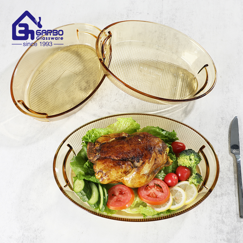 Amber color oven shape borosilicate glass baking