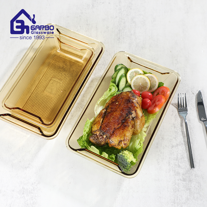 Amber color sqaure shape borosilicate glass baking