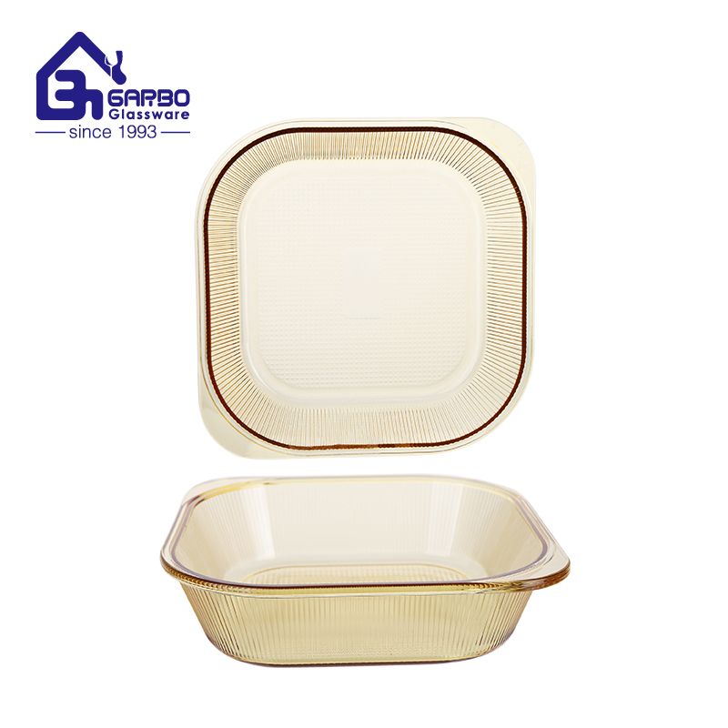 Amber color rectangle shape borosilicate glass baking