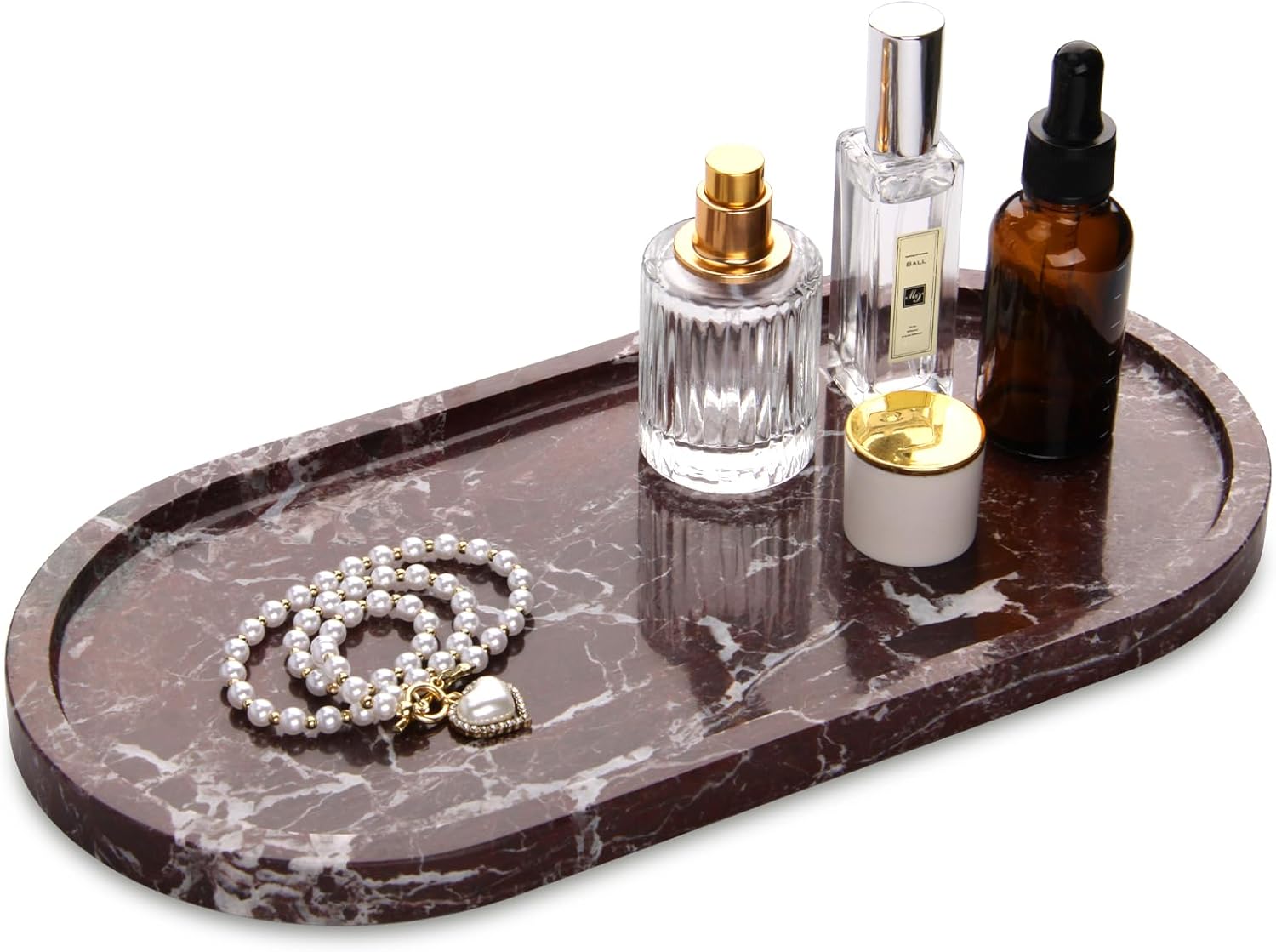 Marble Vanity Tray Storage Dresser Jewelry Serving Tray Perfume Decorative Oval ，mable craft