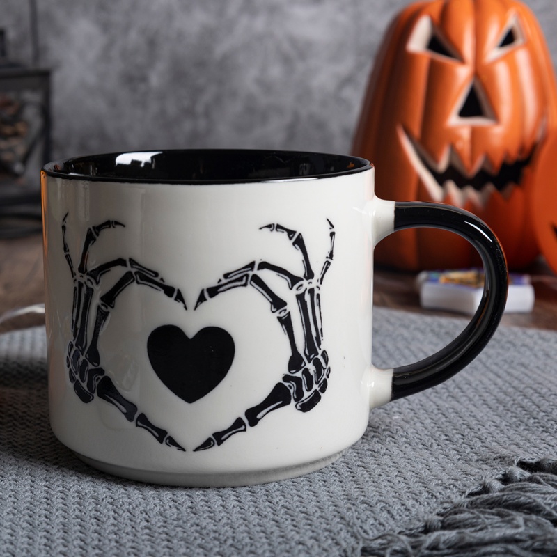 18OZGhost & Skeleton Halloween Stackable Mug, Ceramic Party Drinkware Gift Cup for Home & Office