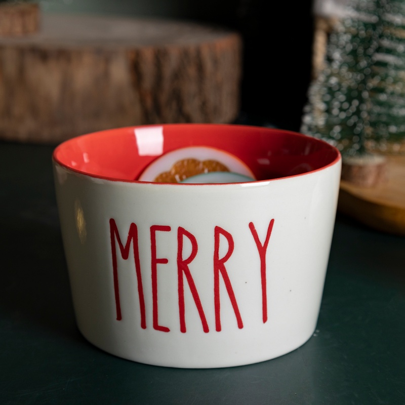 11cm Christmas Themed Cone Ceramic Bowl, Festive Cereal & Dessert Bowl for Home & Holiday Table