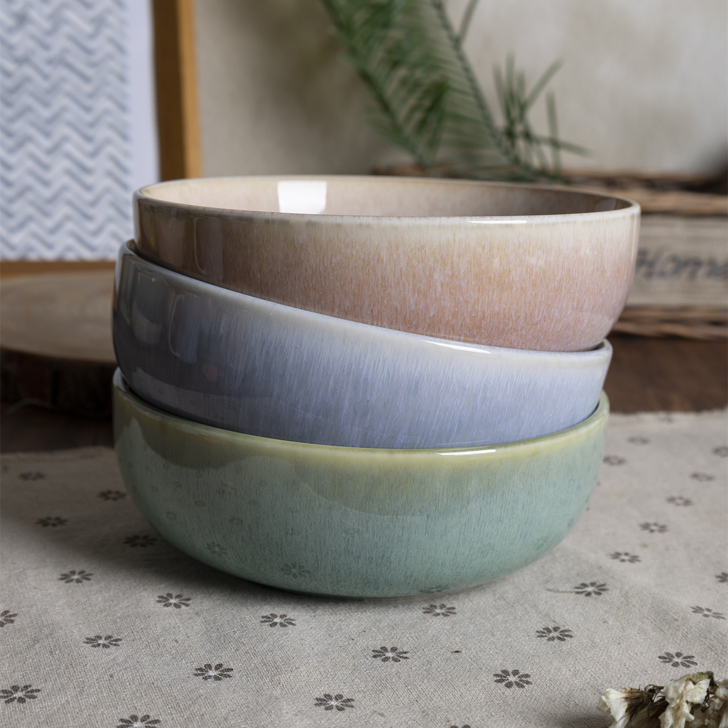 Happy Go White Porcelain 15.5CM BOWL WITH REACTIVE GLAZE