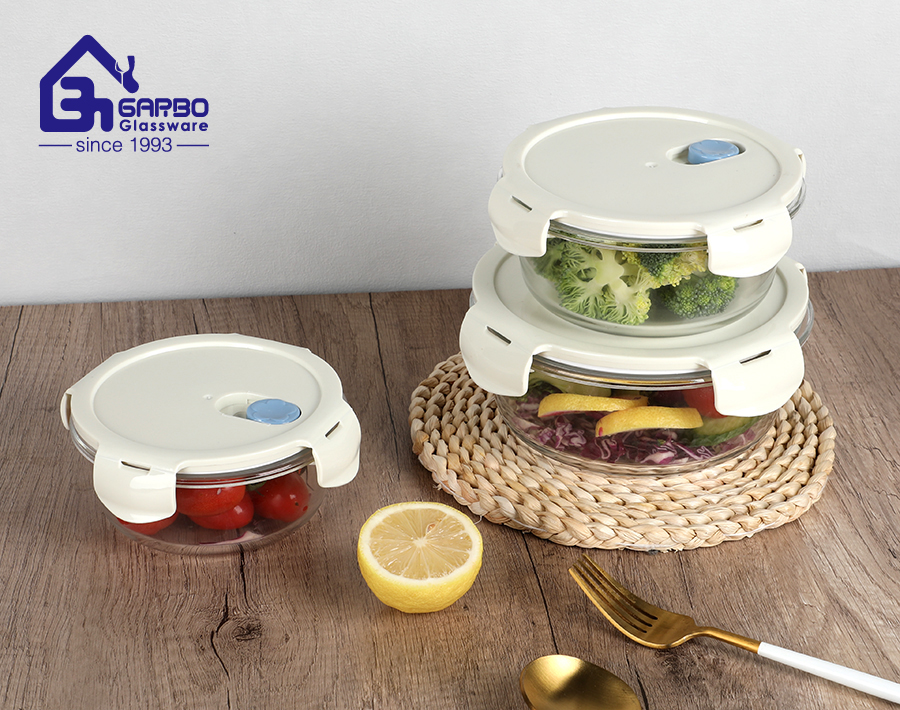 Tempered glass370ml lunch box with lid BPA-free, food-grade safe and leak-proof for food storage