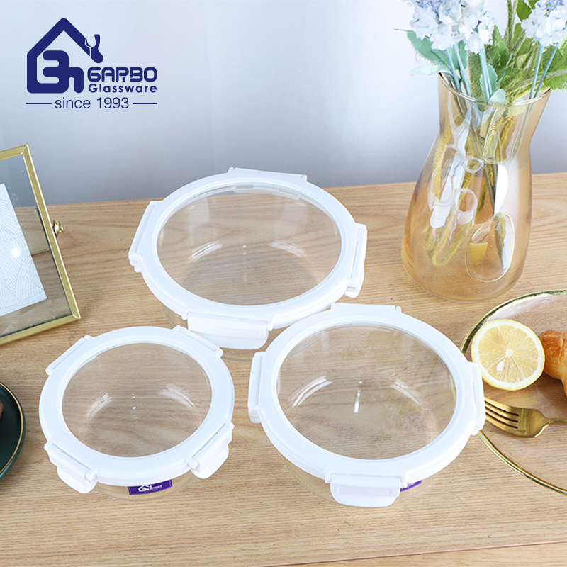 950ml High borosilicate lunch box with glass lid , food-grade safe and leak-proof