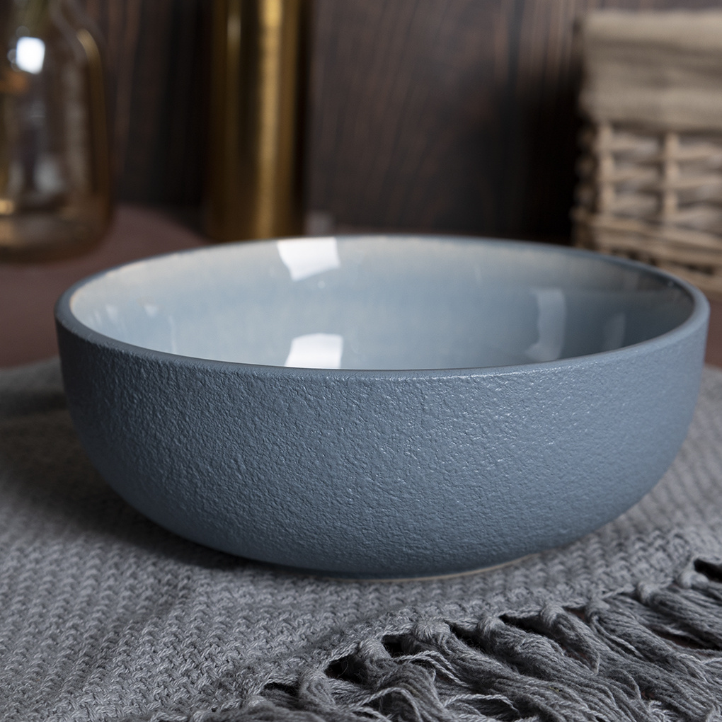 Happy Go Stoneware 16CM BOWL WITH SANDSTONE AND REACTIVE GLAZE