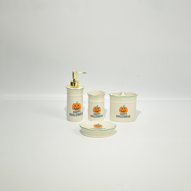 Luxury Bath Kit Ceramic Accessory Soap Liquid Bottle Hand Dispenser Bathroom Accessories Set Decor