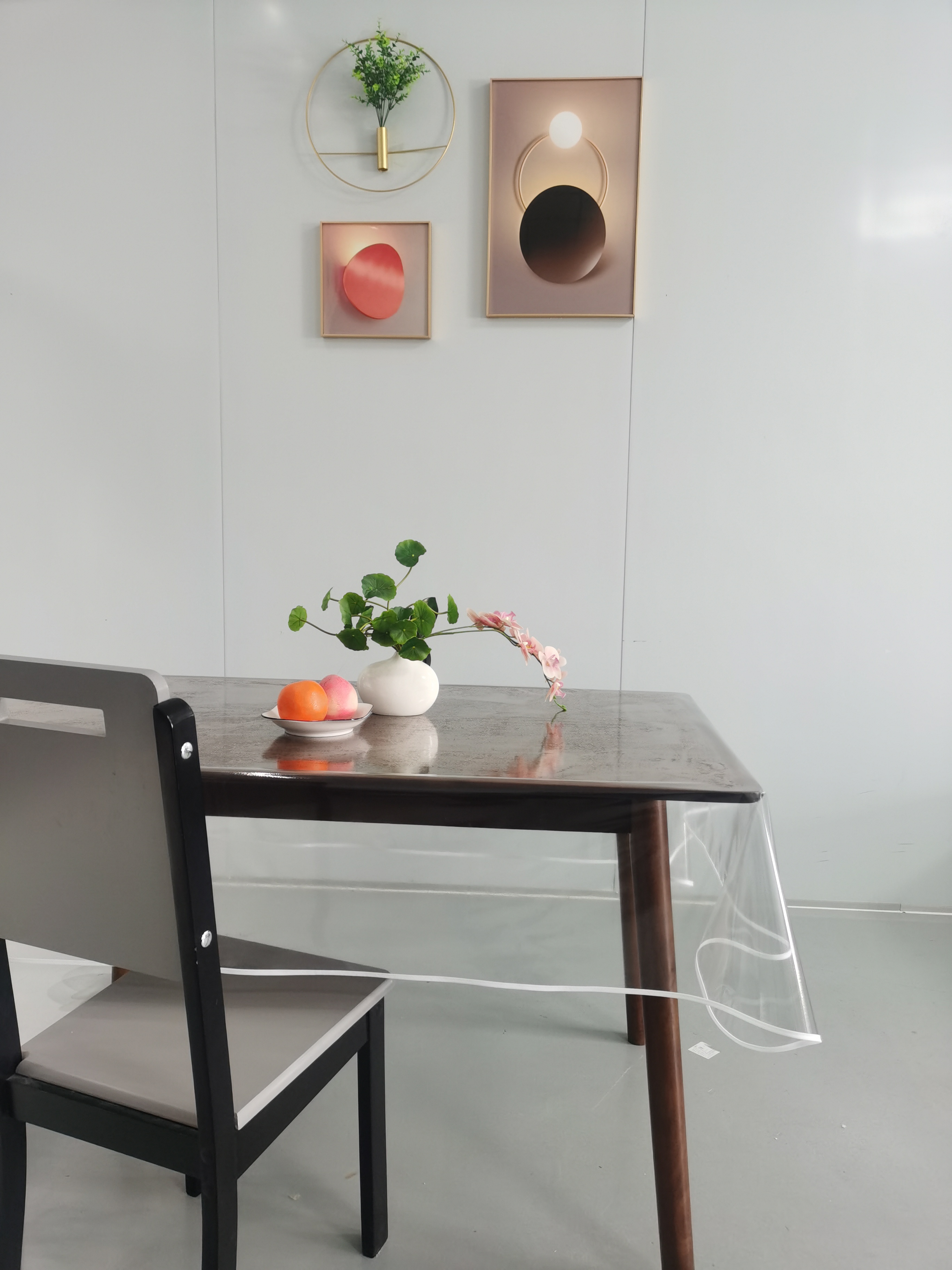 PVC Clear Tablecloth Protector_White Polyester Piping