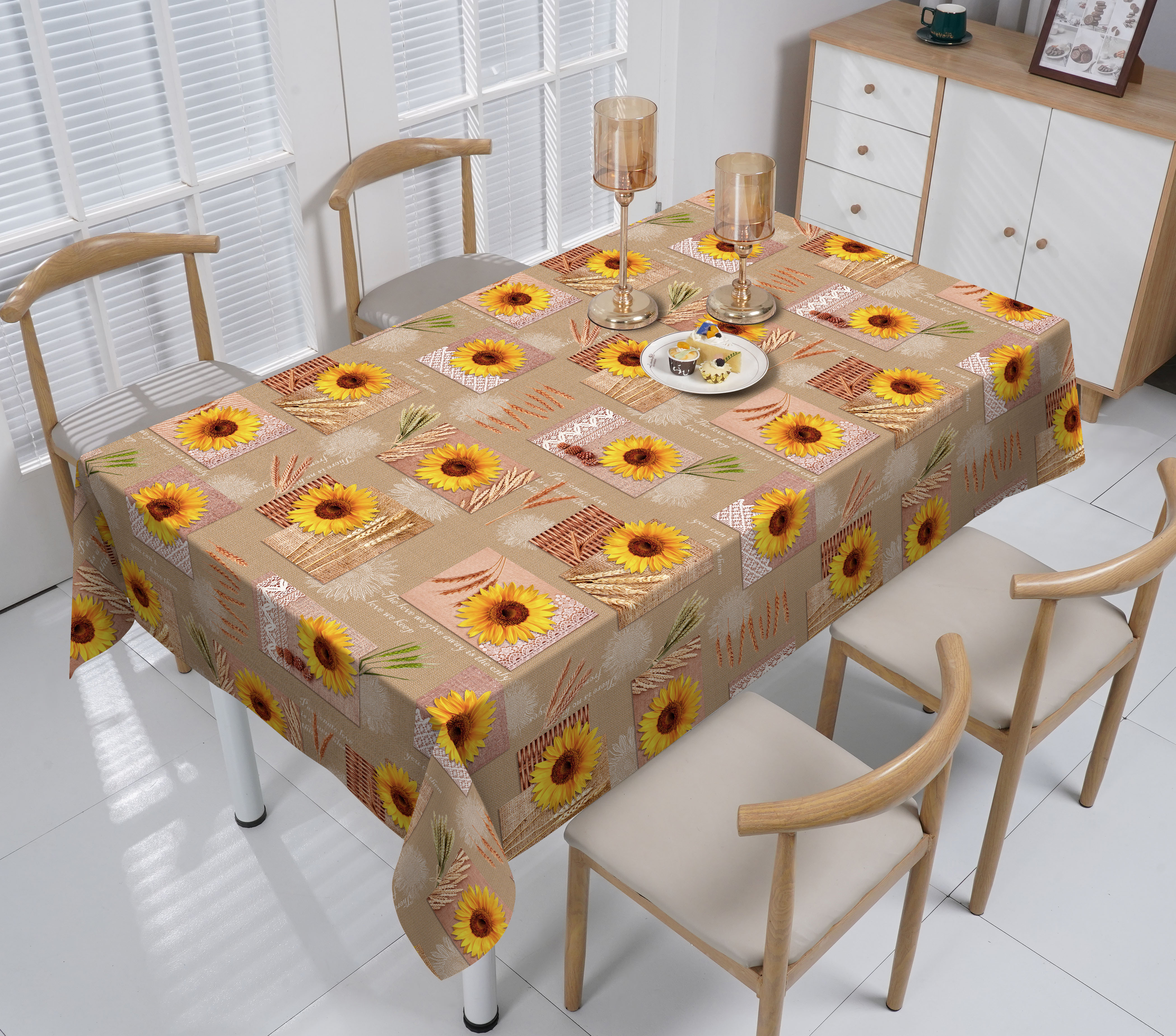 PVC Heat Transfer Printed Tablecloth with Yarn Backing_Polyester Piping Edge