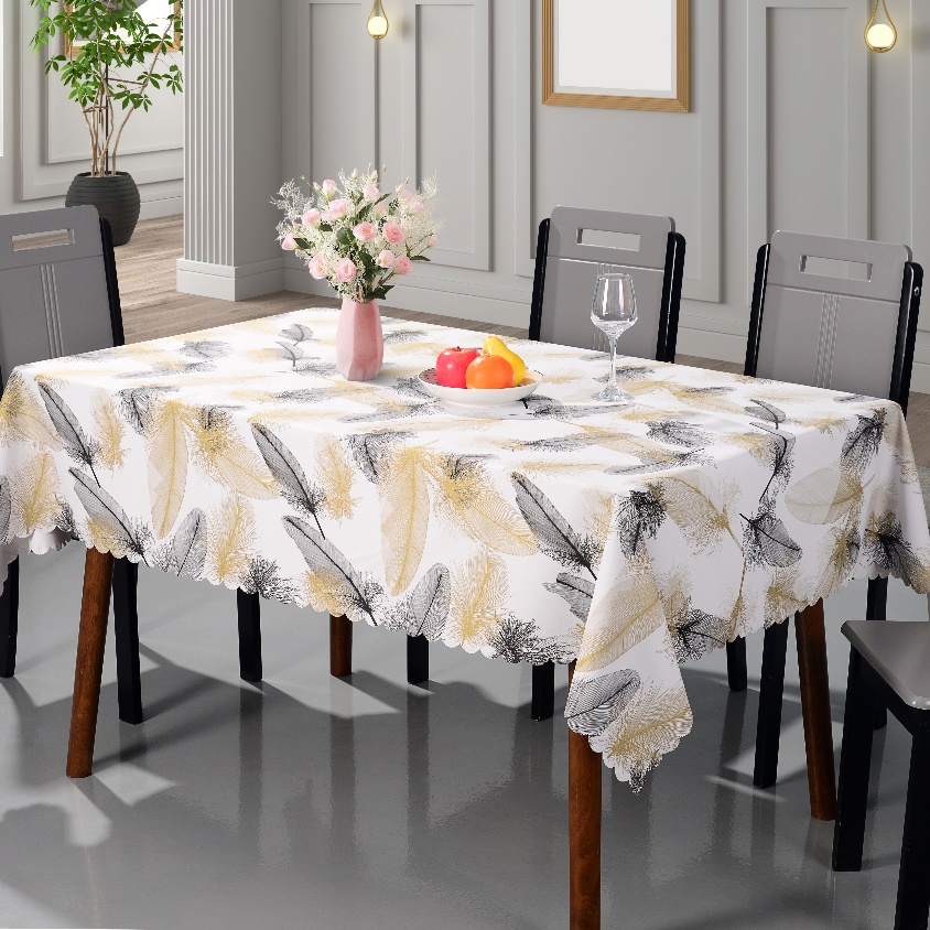 PU Leather Plain Gold Printing Tablecloths_Butterfly Shape Edge