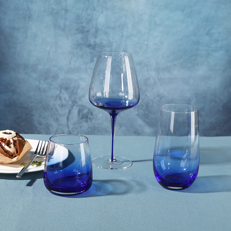 370ML Dark Blue Borosilicate Glass Water Cup