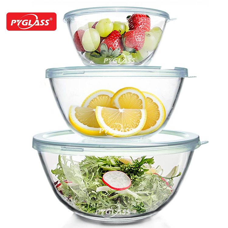 Glass mixing bowl set