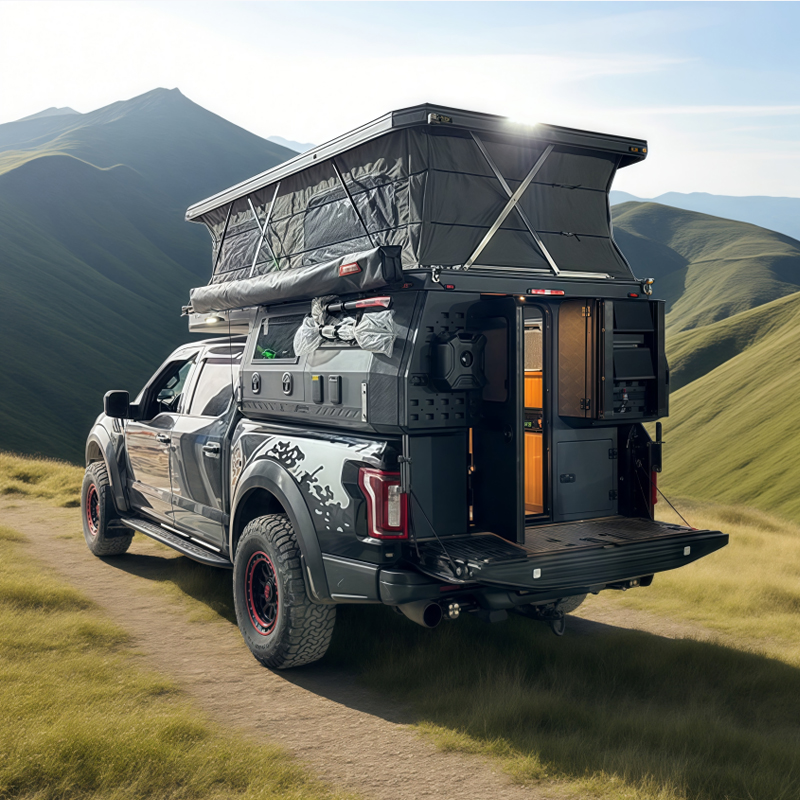 Pickup Truck Camper with Foldable Feature for Outdoor Camping