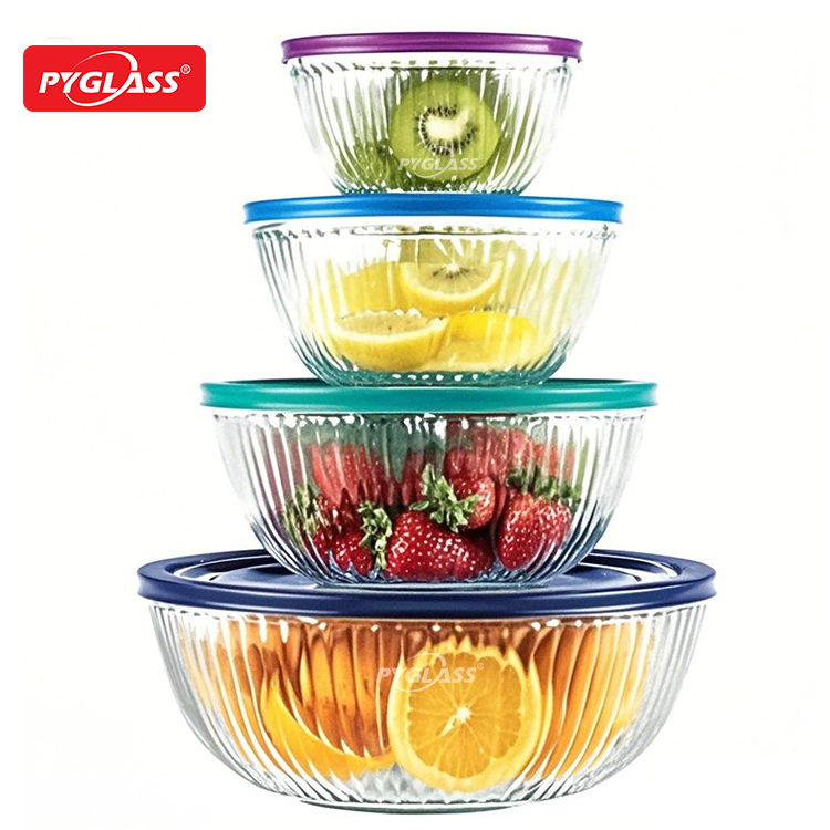Glass mixing bowl set