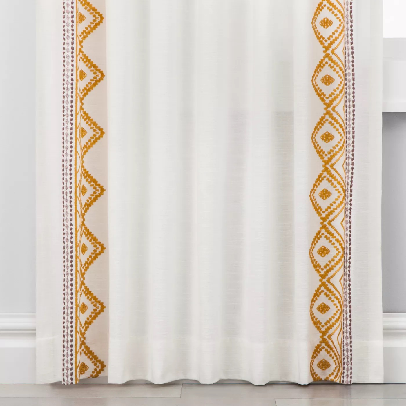 Cotton slub embroidery curtain