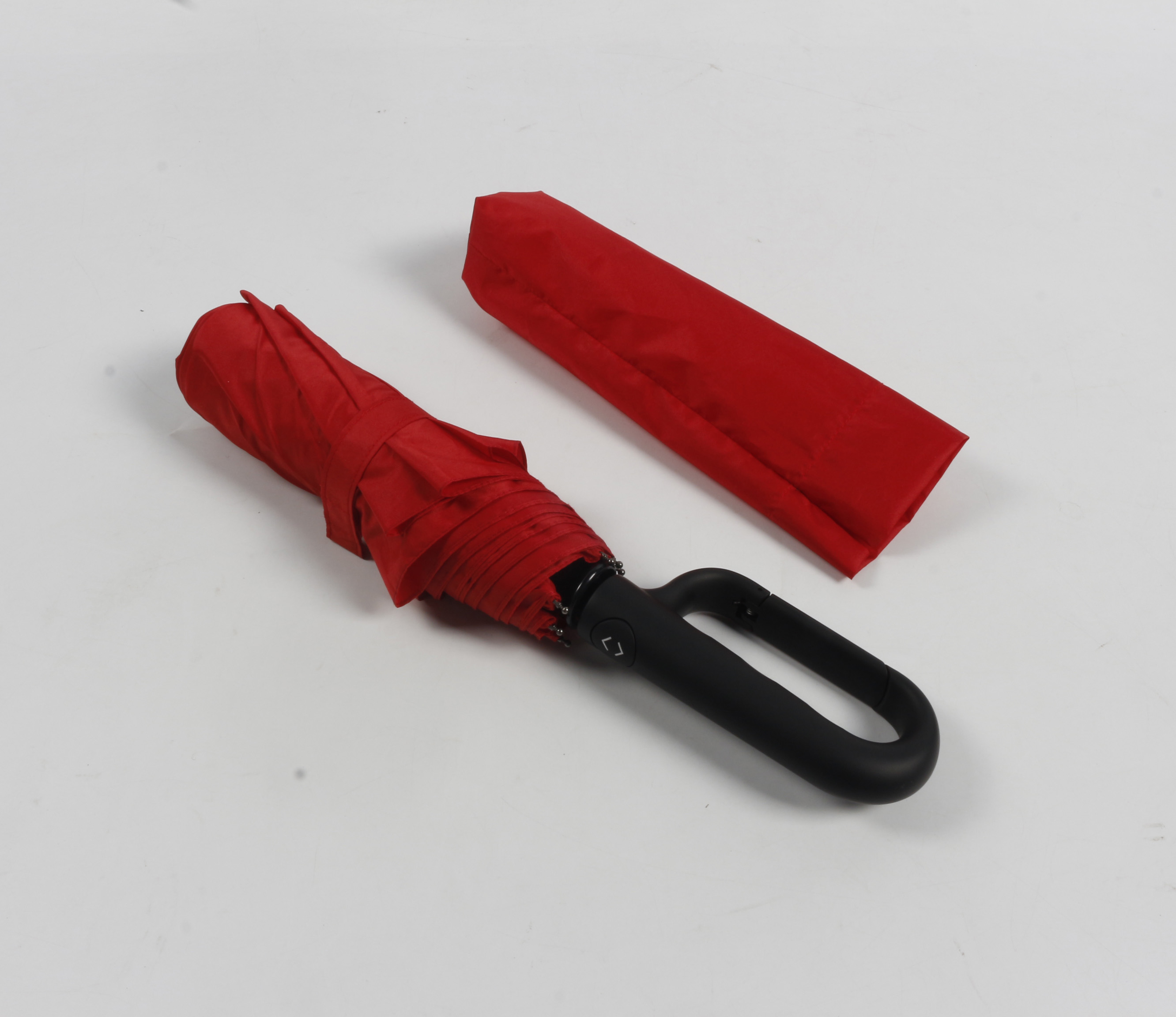 D-shape handle Auto Open/close three folding umbrella