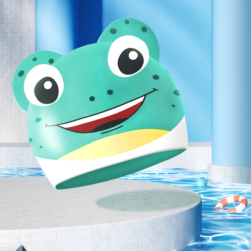 Adorable Children's Frog Shape Swim Cap, Cartoon frog Face – Perfect for Pool Adventures