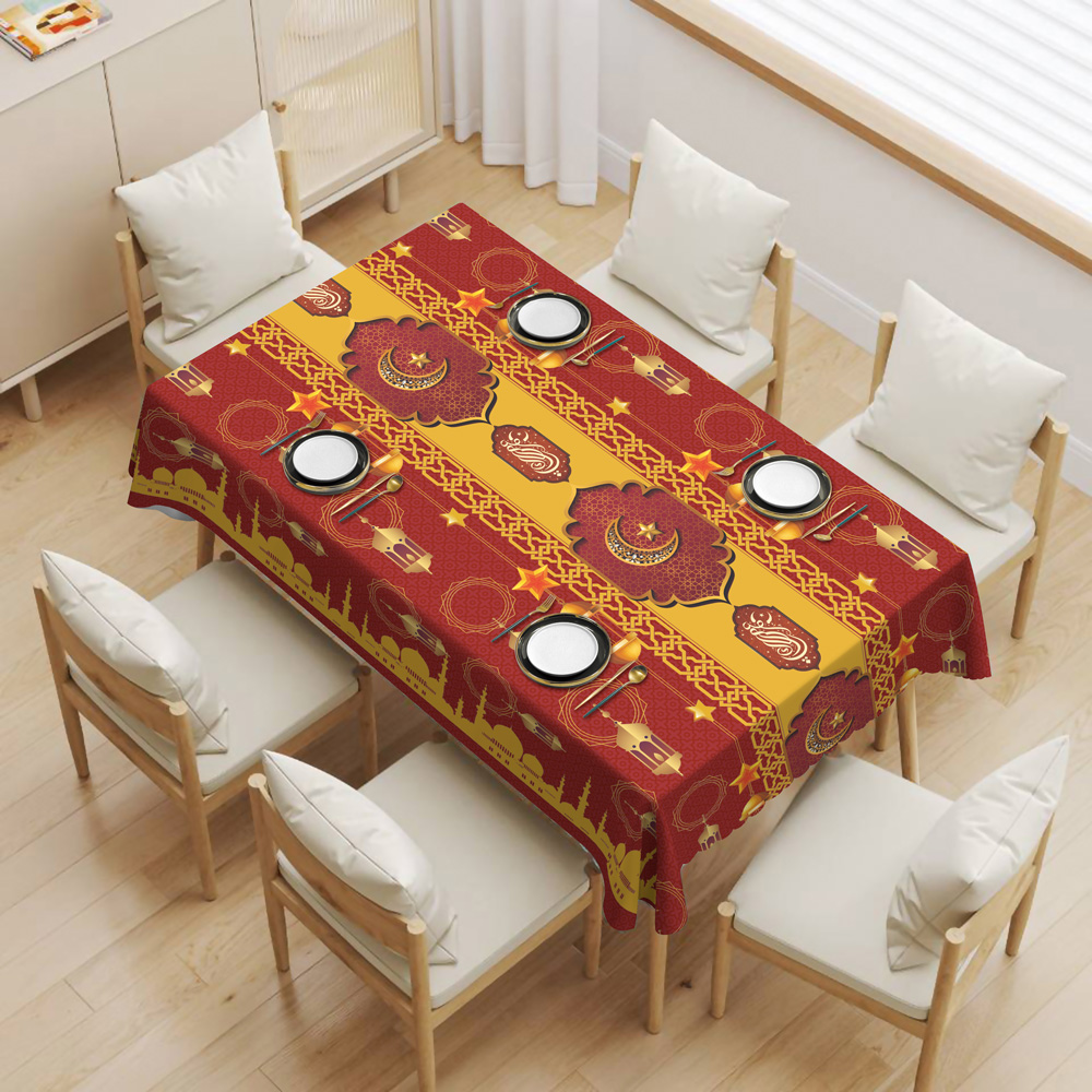 Ramadan Ethnosphere PVC Heat Transfer Printed Tablecloth with Yarn Backing_Butterfly Shape Edge