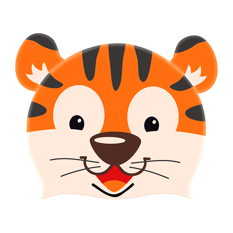 Cartoon Tiger Swim Cap - Ideal for Pool & Beach Fun
