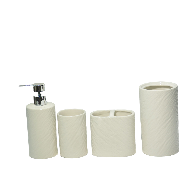 Milky white twill texture bathroom four-piece set