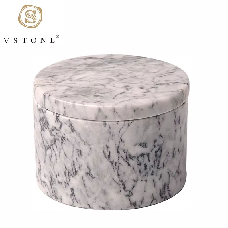 White grey/ Dark grey marble salt cellar /salt and pepper storage jar，marble craft